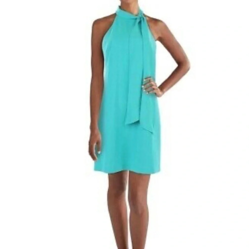 New Vince Camuto Halter Tie Neck Dress Turquoise